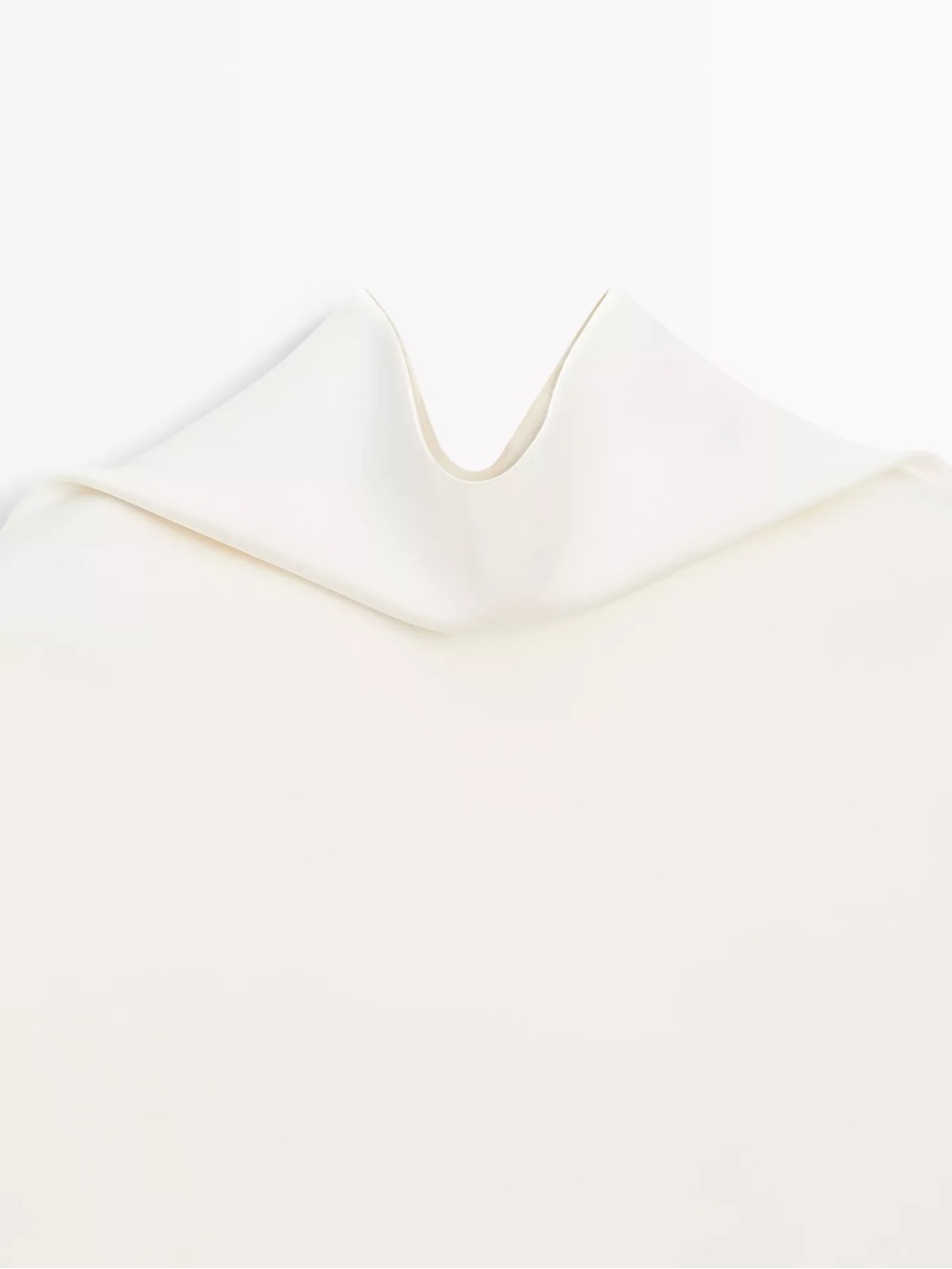 Massimo Dutti Studio Satin Elegant Cream High-Neck Long-Sleeve Top - Picture 9 of 10